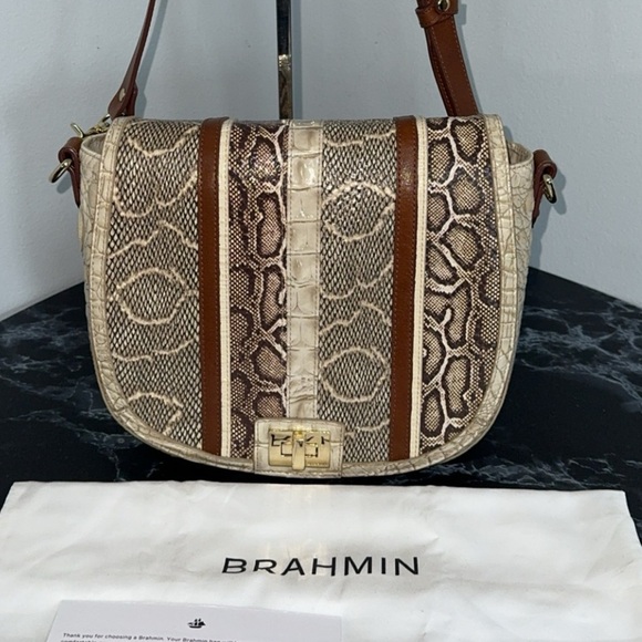 BRAHMIN Handbag Limestone Oleta Sonny Leather Crossbody Bag handbag AUTHENTIC - Picture 2 of 16